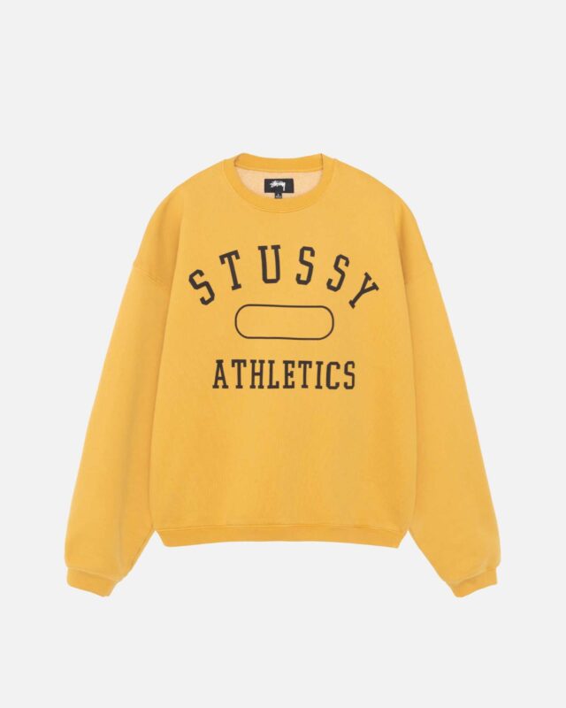 Sudadera con Capucha Stussy Athletics Crew Washed Doradas
