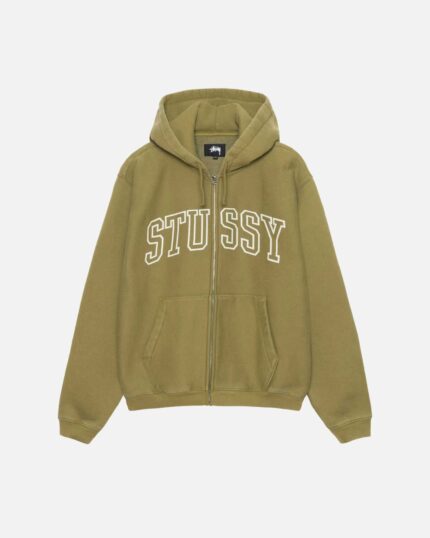 Sudadera con Capucha Stussy Outline Zip Verde Oliva