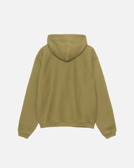 Sudadera con Capucha Stussy Outline Zip Verde Oliva